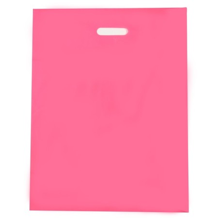 Polyethylene package with a cut handle, pink 40-50 cm, 60 μm