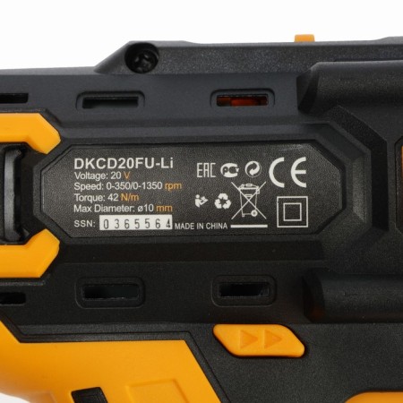 DEKO DKCD20FU-LI drill-pierce, with a removable cartridge, 20 V, 1.5 Ah, 42 nm, 2 speeds-9