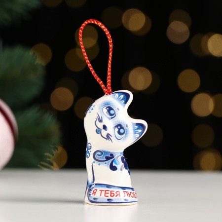 Souvenir bell "kitten" No. 1 Gzhel, 6 cm