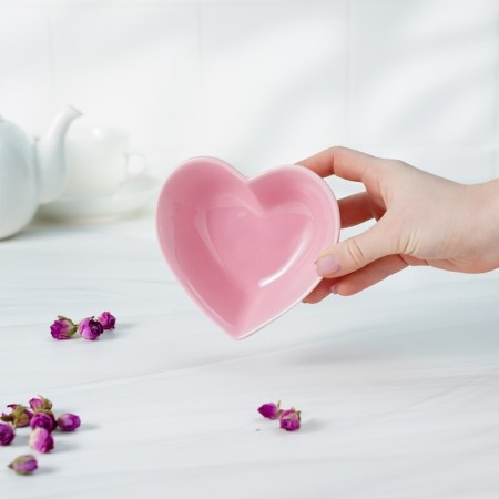 Ceramic Dolyana Salamnik "Heart", 130 ml, 12.5 × 11.5 cm, pink color-6