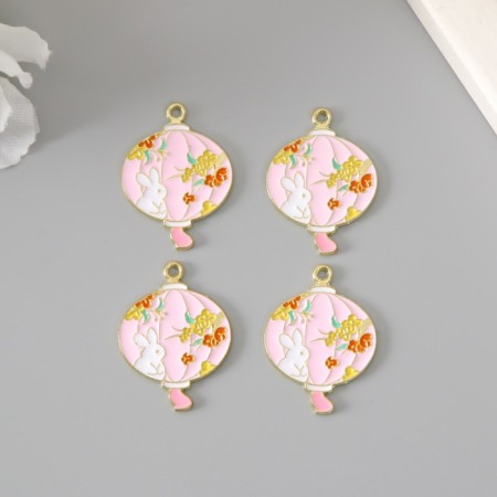 Decor for creativity metal, enamel "Bunny and flowers" 2.7x2.2 cm-2