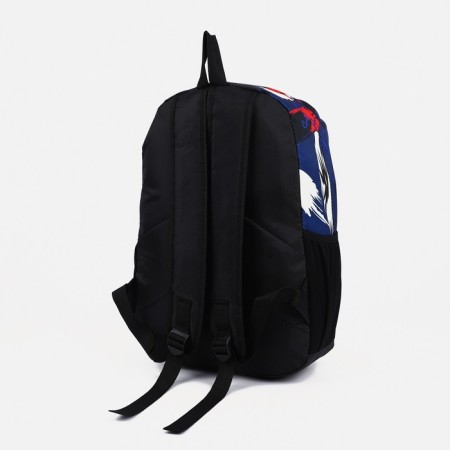 A backpack with a zipper, external pocket, blue color-3