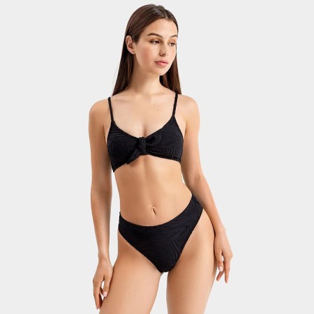 Separate female swimsuit, color geometry on black, size 44 (s)-1