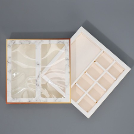 Box for 8 sweets and chocolate with cells, confectionery packaging, “marble” 18 x 18 x 4 cm-3