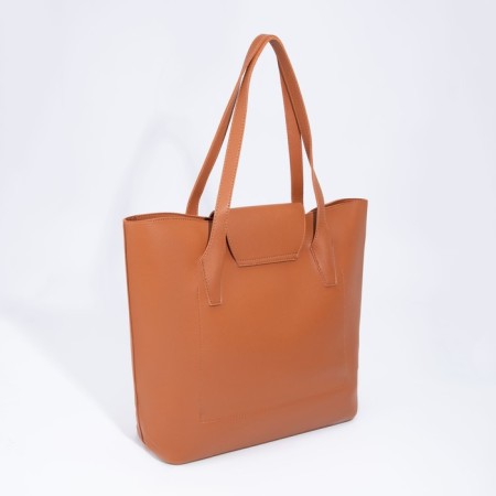 Bag Women's Tout with zipper, brown color-1