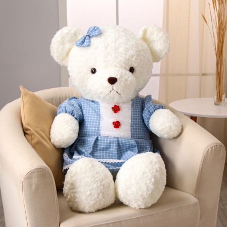 Soft toy "Bear", in a dress, 100 cm, white color