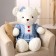 Soft toy "Bear", in a dress, 100 cm, white color