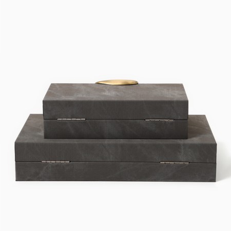 The casket for jewelry "gray marble" eco -leather, set 2 pcs.-2