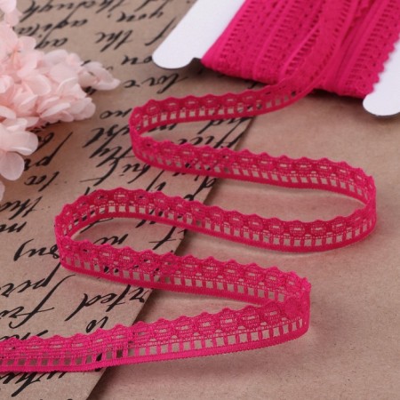 Capricon lace, 12 mm × 10 ± 1 m, fuchsia color