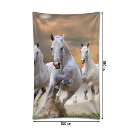 Decorative panel with photo printing "Running horses", vertical, size 100x150 cm-1