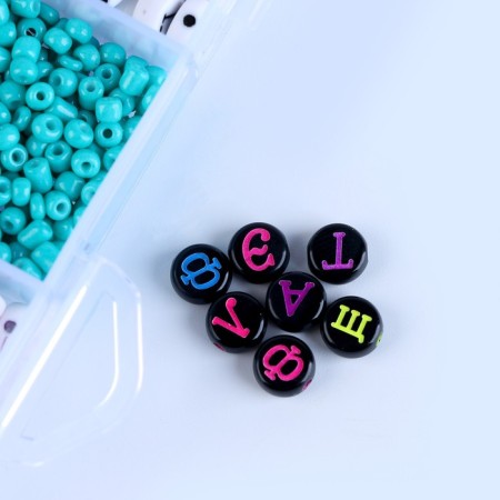 Set for creating jewelry, 24 types of beads, fishing line, scissors-7