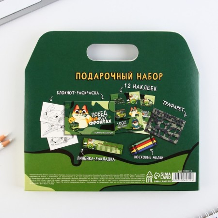 Subecute coloring, stencil, colored crayons, ruler "for the future defender"-17