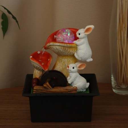 Fountain "Bunnies at Mukhomors" 22x16 cm (with backlight)-2