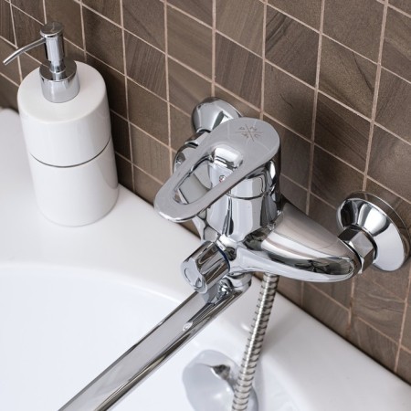 Bath mixer "RMS" SL52-006E-3, pour 350 mm, shower set, zinc, chrome-3