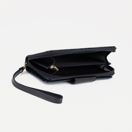 Women's wallet with a zipper, with a pen, green color-2