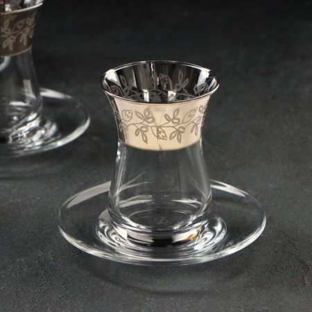 Tea service "Mia", 12 items: tea glass 160 ml, 6 pcs, saucer, 6 pcs, with golden spraying-2