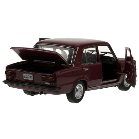 Metal machine "VAZ -2101", retro - model "Kopeyka", doors, trunk, inertia, 12 cm, purple open-4