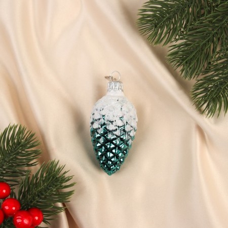 Christmas tree decoration "A bump in the snow, malachite chap.", In a gift package, H-9 cm