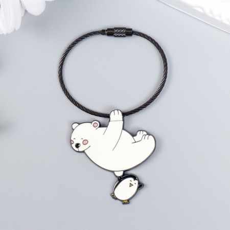 Browler Metal on the cable "White Bear and Penguin" enamel 5.2x4.1 cm-1