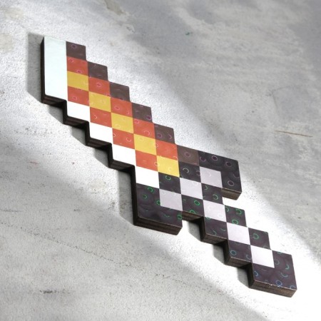 Wooden souvenir "knife", 20 cm, pixel, with a gold blade