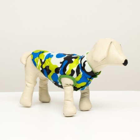 Dog jacket two -sided with print, size 10 (ds 23 cm, OG 34 cm, Osh 24 cm), green-6