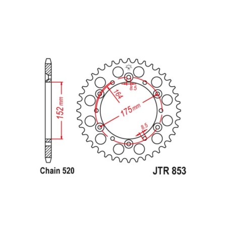 Leader star JT SPROCKETS JTR853-51, chain 520, 51 teeth