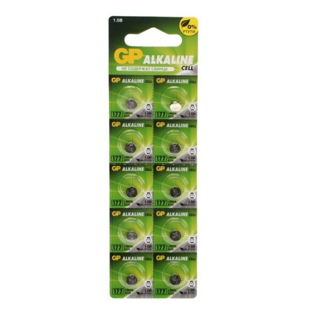 Battery Alkalin GP, ​​177A (LR626, G4, 177) -10BL, 1.5V, blister, 10 pcs.