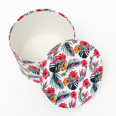 Set of round boxes 3 in 1 "Multi -colored flowers", 25.5 x 15 - 19 x 13.5 cm-2