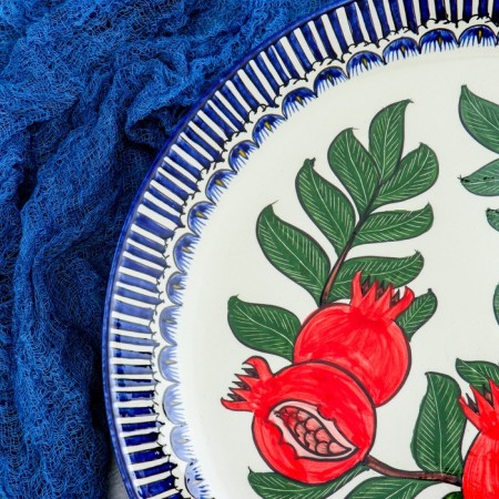 Largan Rishtan ceramics "Grenates", 36 cm, blue border-3