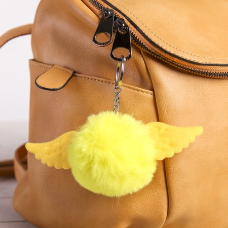 Fluffy on the ring "Ball with wings" mix 7x16.5x7 cm-6