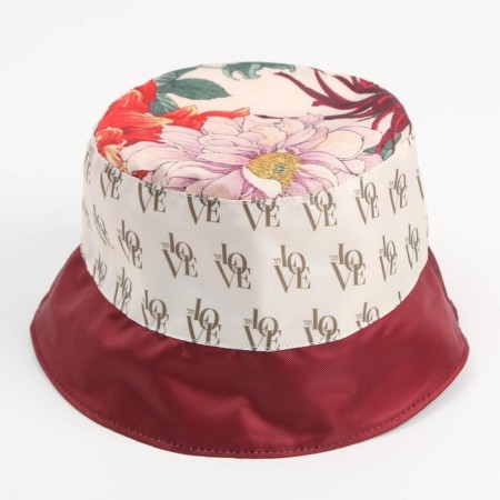 Panama "Flowers", burgundy color-1