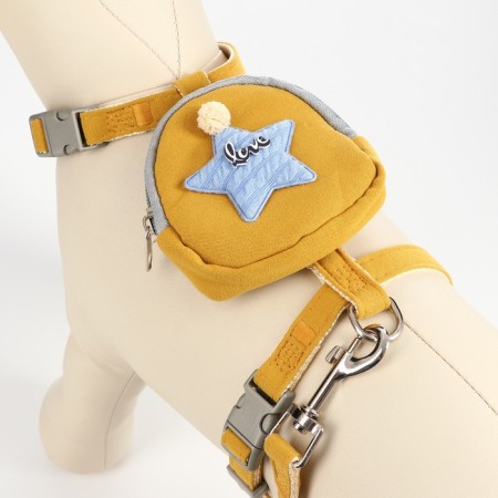 A set of ammunition with a backpack, size m, leash 120 x 1.5 cm, ok 20-32 cm, 24-40 cm, yellow-4