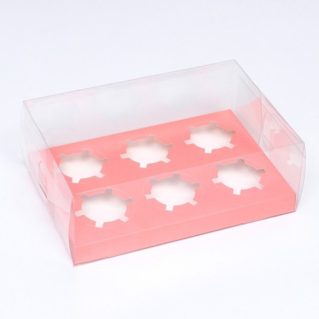 Box for 6 cupcakes, pink 26.8 × 18.2 × 10 cm-1