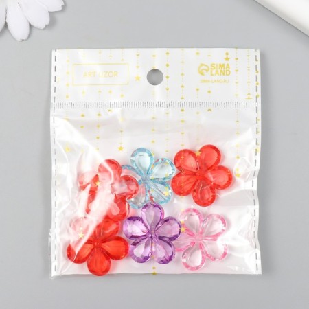 Beads for creativity plastic "Flowers with faces" Transparent set 20 grams 0.7x2.9x2.9 cm-2