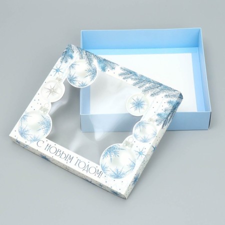 Gift box "Happy New Year", balls, 23.5 x 20.5 x 5.5 cm, New Year-2