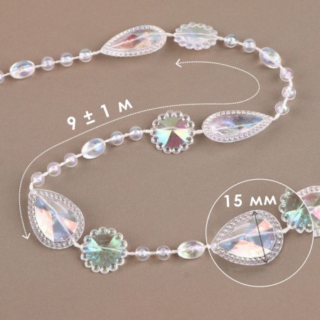 Beads on threads, with holography, 15 mm, 9 ± 1 m, transparent color