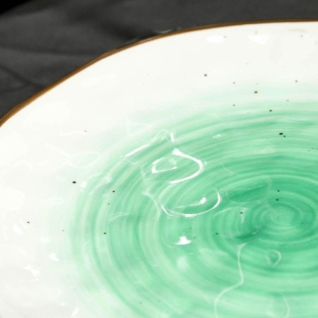 Ceramic plate "Swallows", Ø 21.8 cm, green color-3