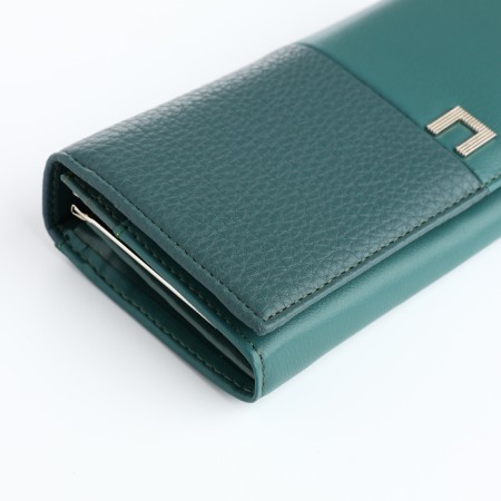 Women's wallet on magnets, green color-2