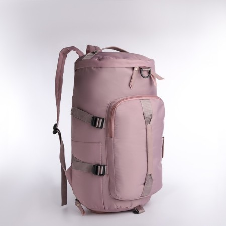 A backpack-samka with a zipper, 4 outer pockets, shoe detachment, pink color-2