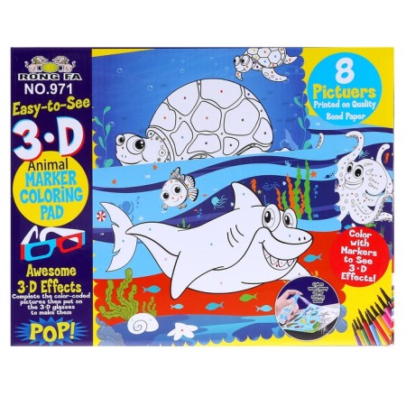 Coloring book Maintenance "Underwater World" felt-tip pens 12 centers, 3D glasses, water bottle-1