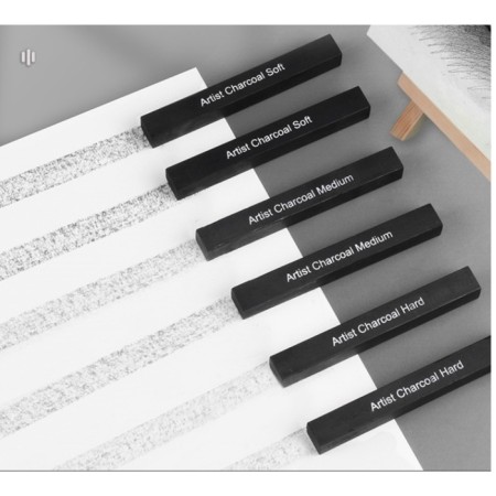 Coal pressed, black, 6 pieces in the set (soft, medium, hard)-1