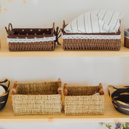 Basket for storage of handmade wicker work “Margarita”, 25 × 17 × 9 cm, brown color-4