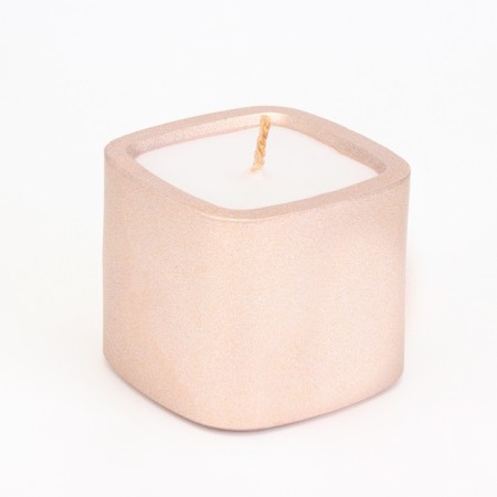 Candle "Square. Marble" in a candlestick of gypsum is small, 5x4.5 cm, champagne-1