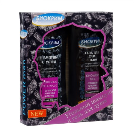 Gift set of male "activated carbon": shampoo, 250 ml + shower gel, 250 ml-1