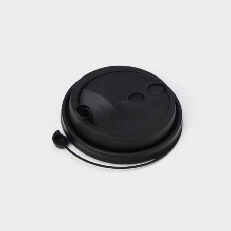 A plastic disposable lid for a glass, with a valve, a pet, d = 9 cm, the color is black, 50 pcs/un-2