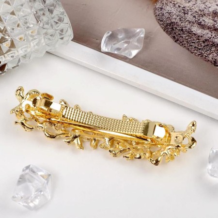 Halfish hair clip "prestige" leaves, 8.5 cm, gold-1