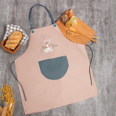 Apron Ethel "Flower Deer", col. Lilac, 70*68 cm, 100% p/e