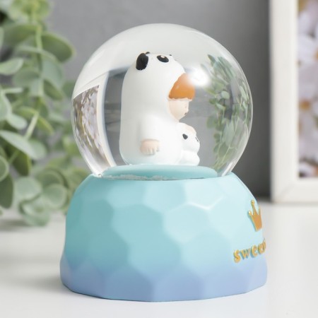 Souvenir Polystone Water Ball Light "Baby in a costume with a pet" mix d = 6.5 cm 9.5x7x7 cm-4