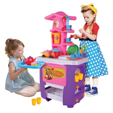 Hut Kitchen game kitchen, with a set, 45 items, the color of a violet pink-2
