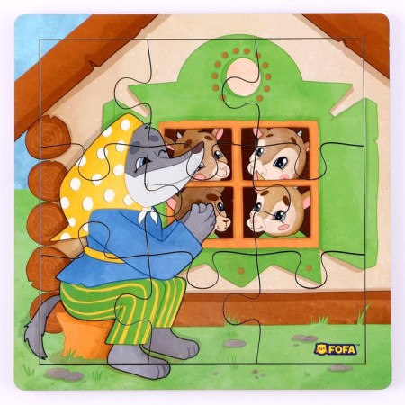Puzzle "Tales. The wolf and the seven Young goats"